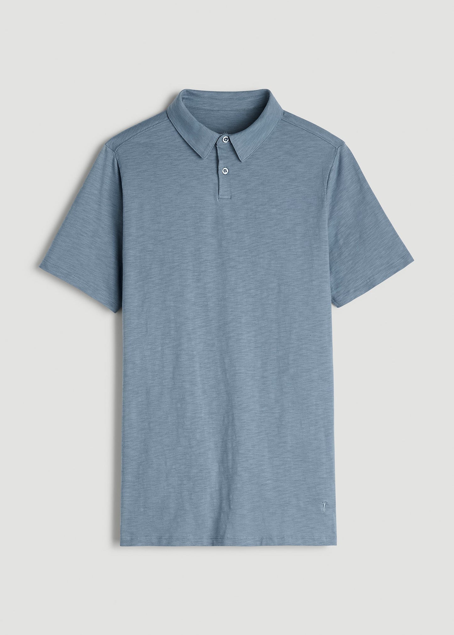 American Tall Men Slub Self Collar Polo Shirt for Tall Men in Chambray