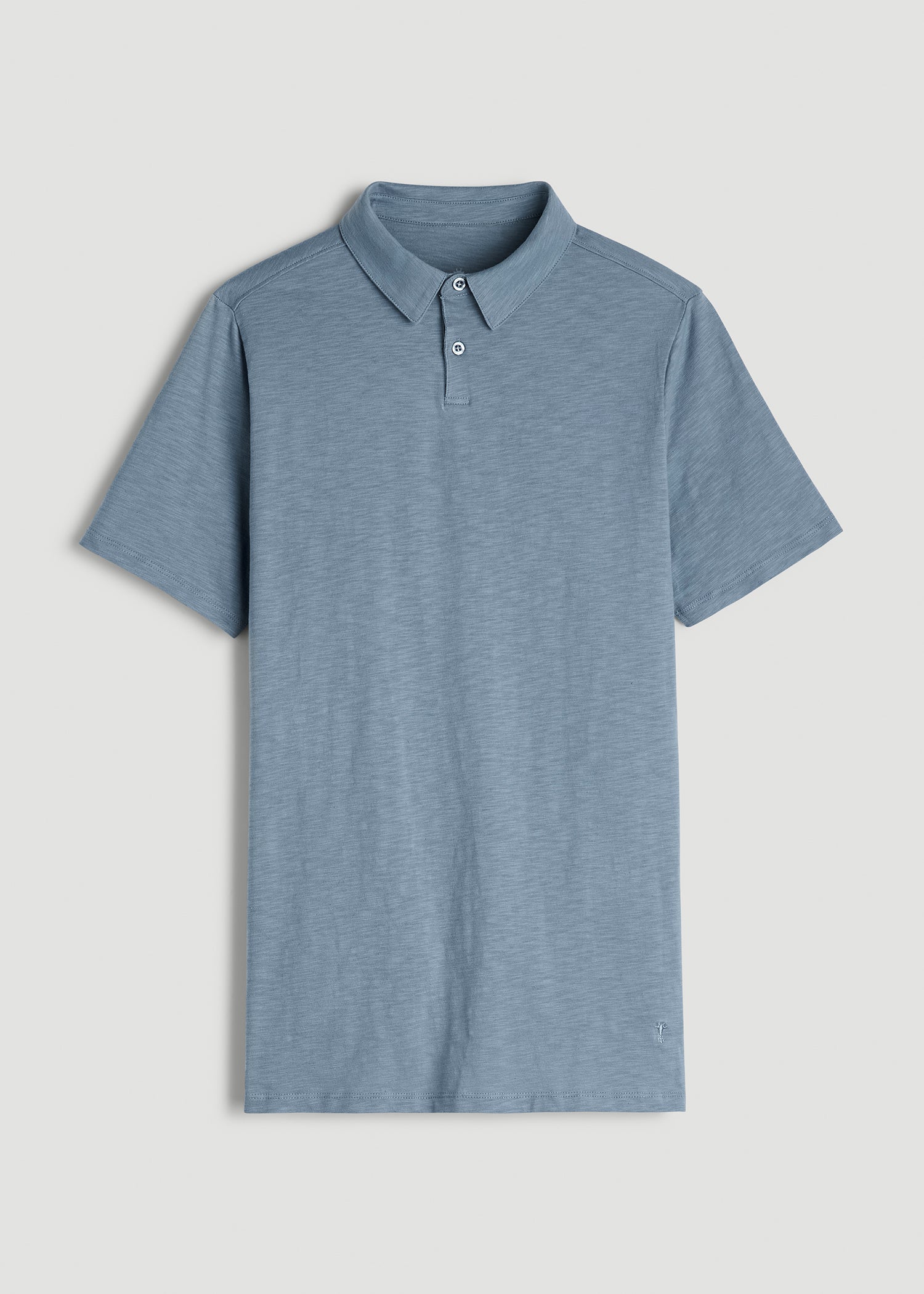 American Tall Men Slub Self Collar Polo Shirt for Tall Men in Chambray