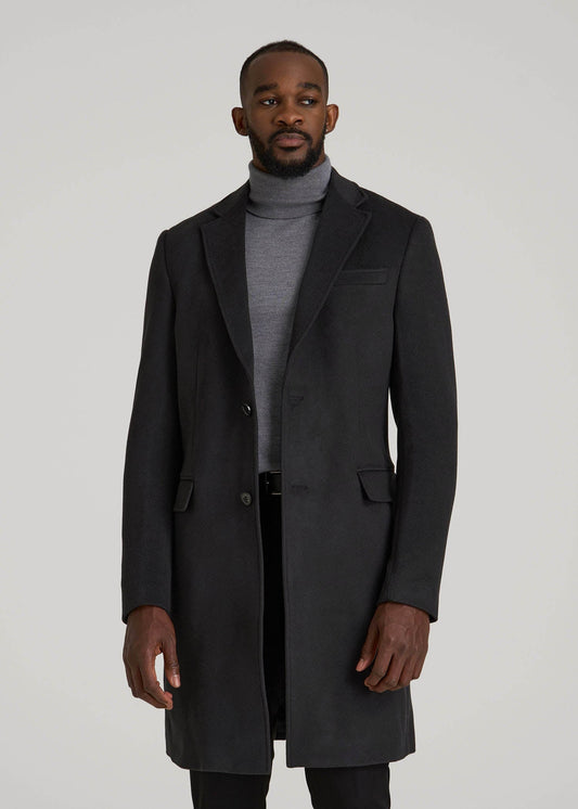 American Tall Men Wool Coat for Tall Men in Charcoal Mix