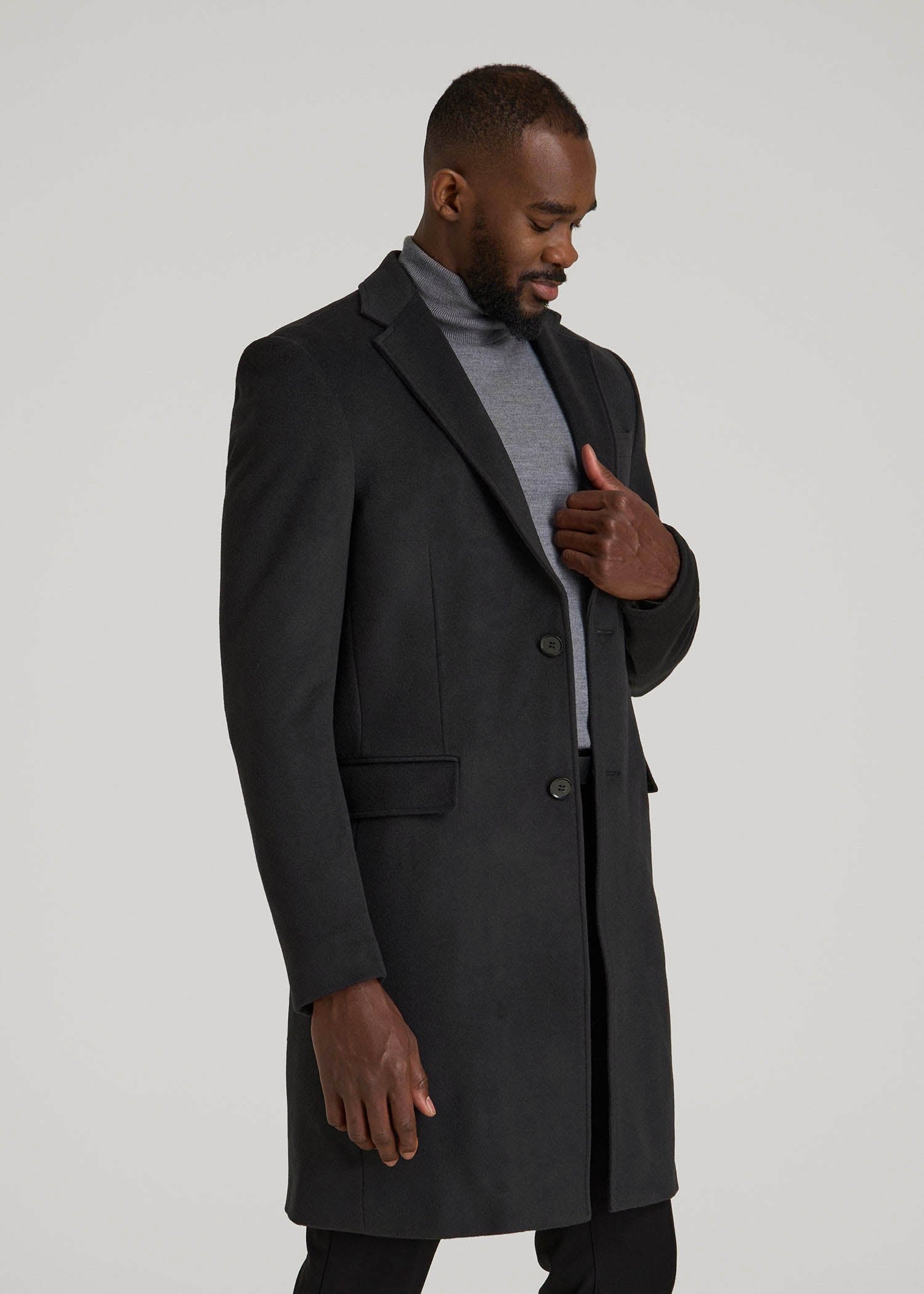 American Tall Men Wool Coat for Tall Men in Charcoal Mix