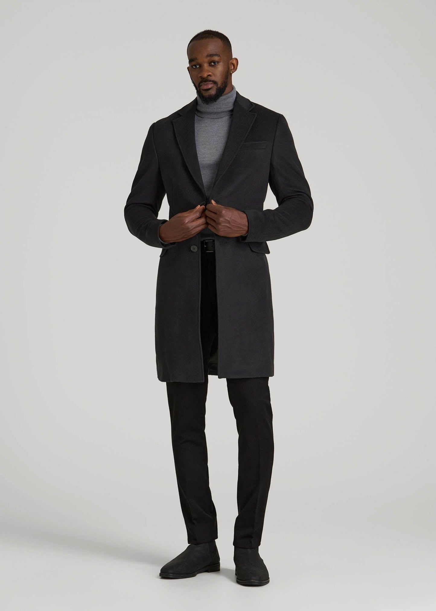 American Tall Men Wool Coat for Tall Men in Charcoal Mix