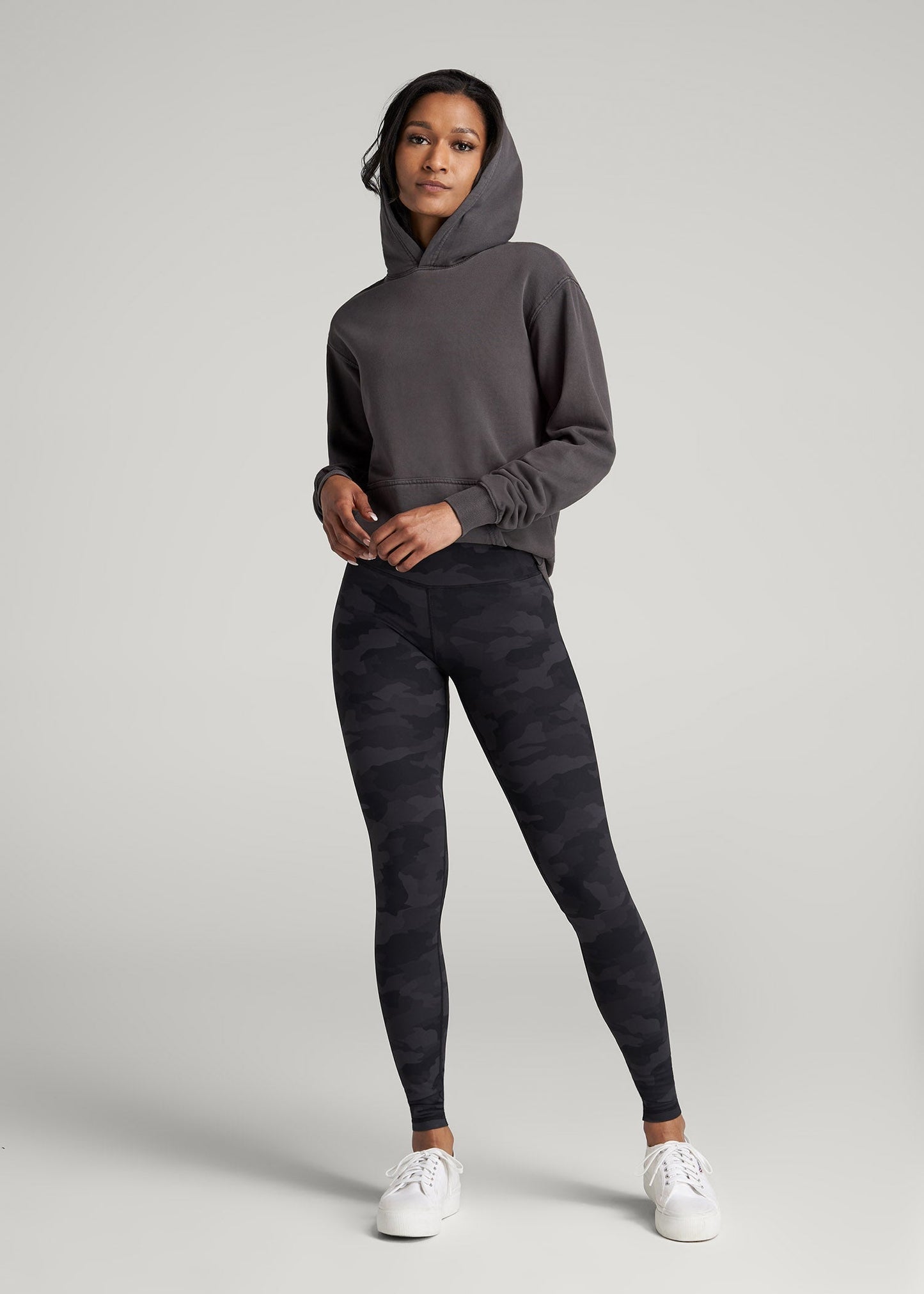 American Tall Men|Women Balance High-Rise Leggings for Tall Women in Grey Camo