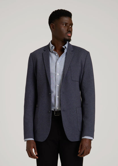 American Tall Men Core Blazer for Tall Men in Navy Diagonal