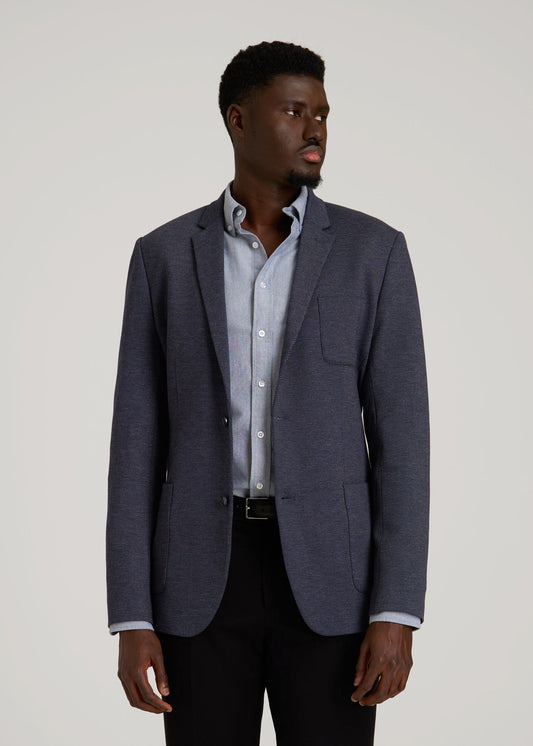American Tall Men Core Blazer for Tall Men in Navy Diagonal