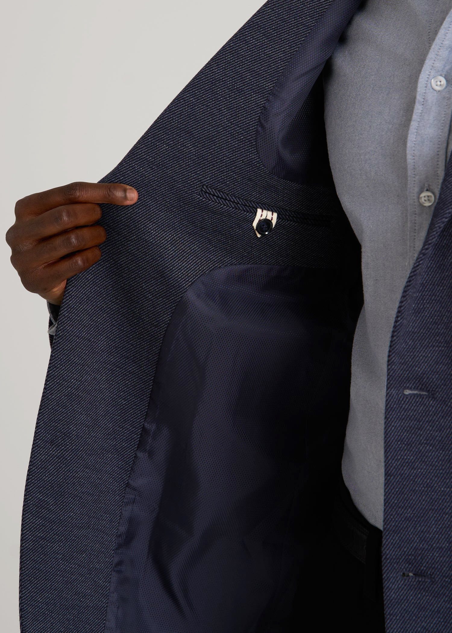 American Tall Men Core Blazer for Tall Men in Navy Diagonal