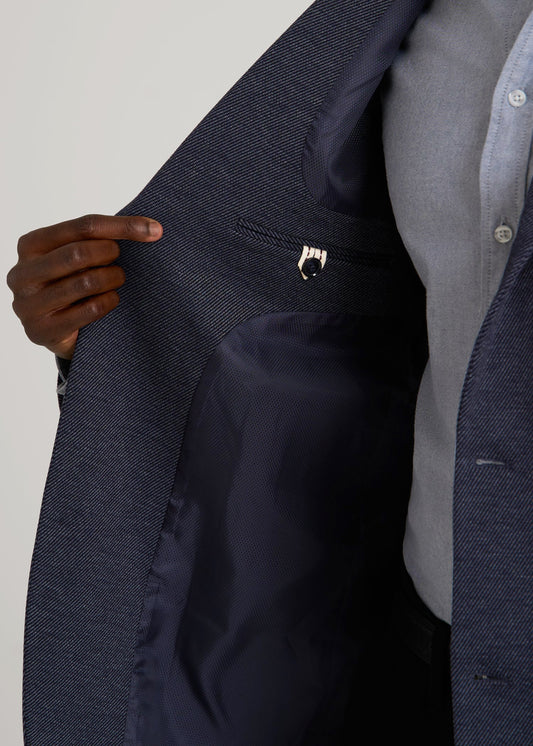 American Tall Men Core Blazer for Tall Men in Navy Diagonal