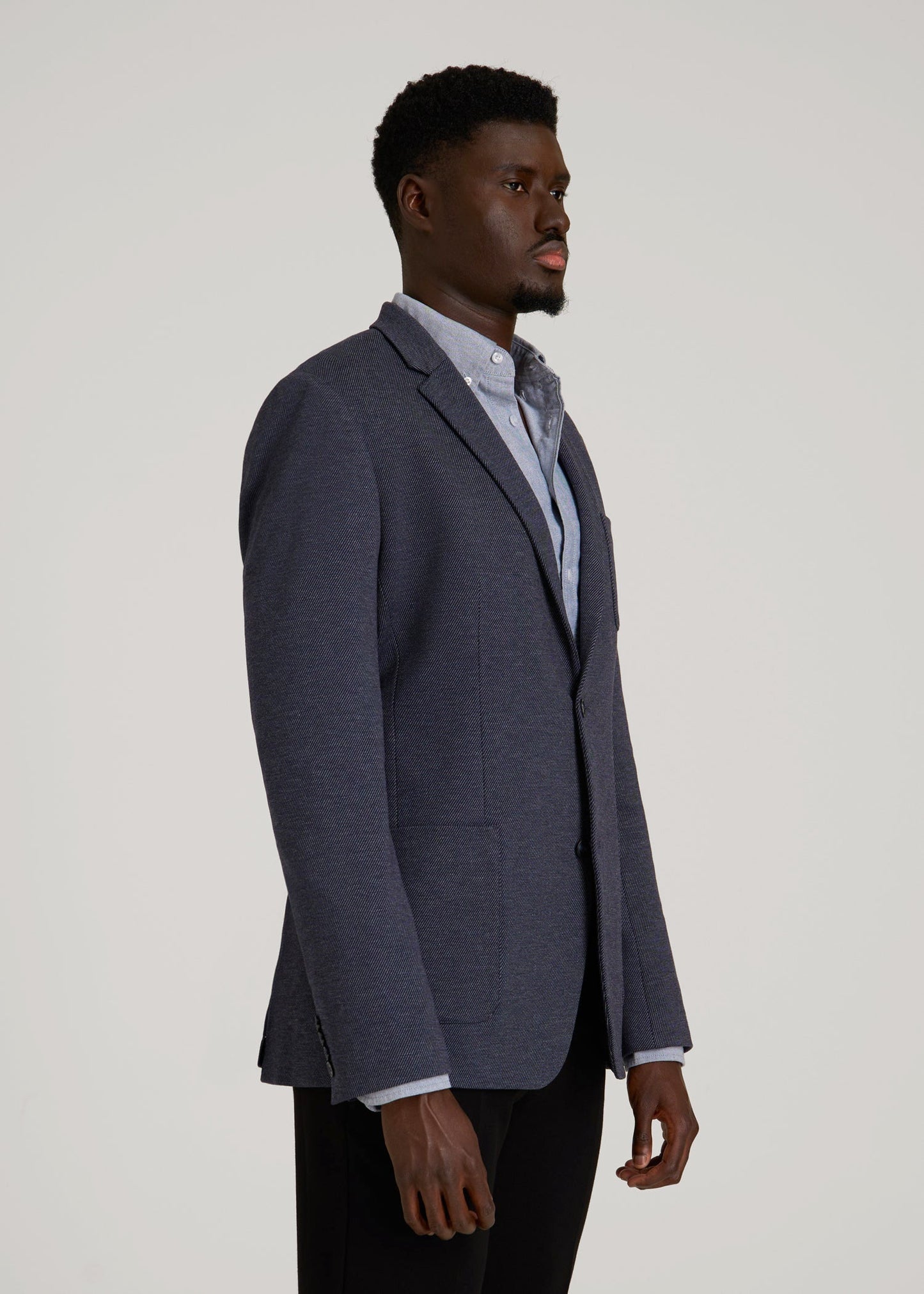 American Tall Men Core Blazer for Tall Men in Navy Diagonal