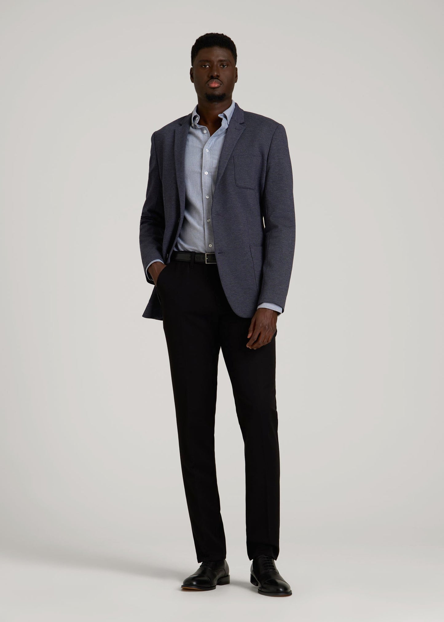 American Tall Men Core Blazer for Tall Men in Navy Diagonal