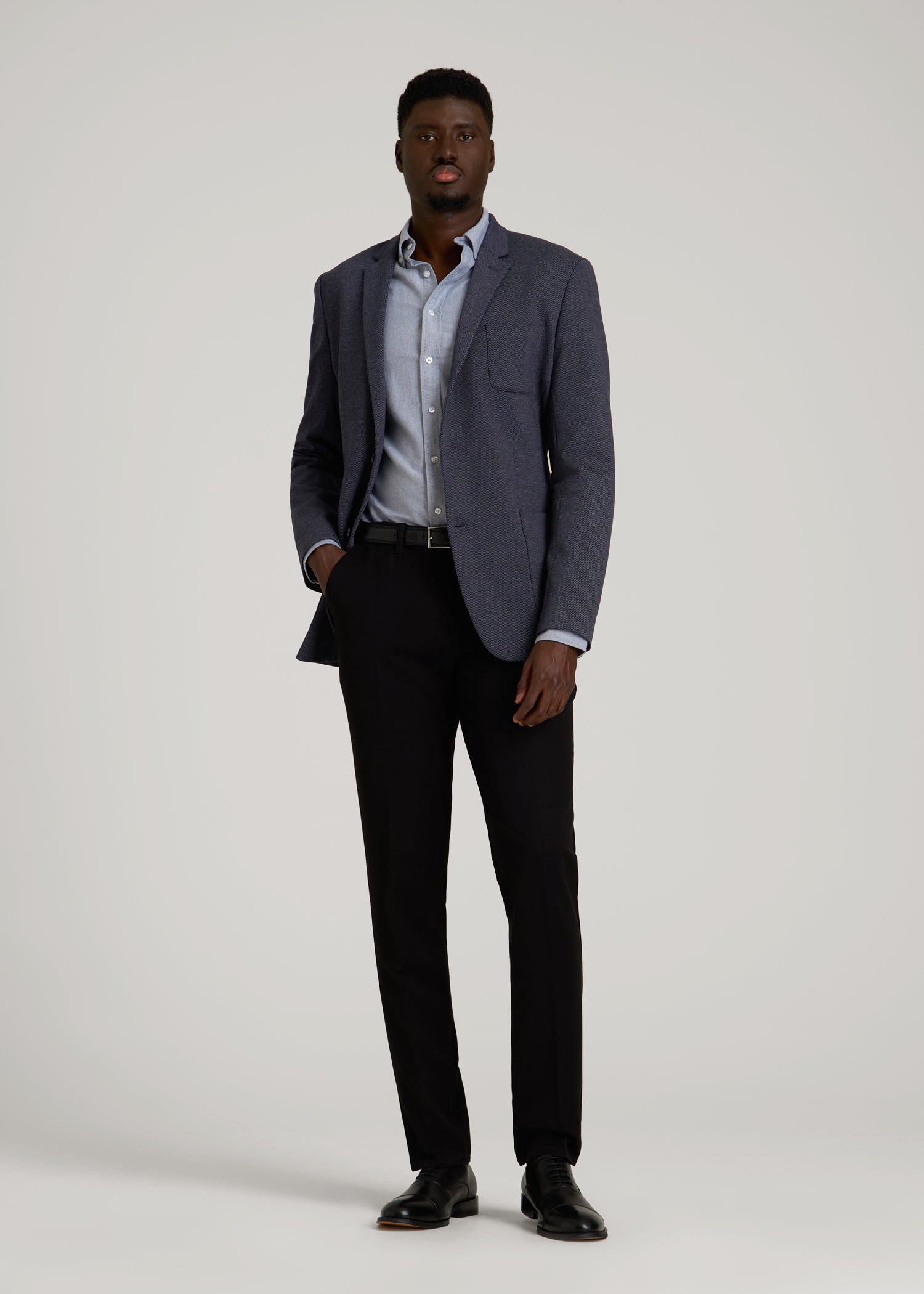 American Tall Men Core Blazer for Tall Men in Navy Diagonal