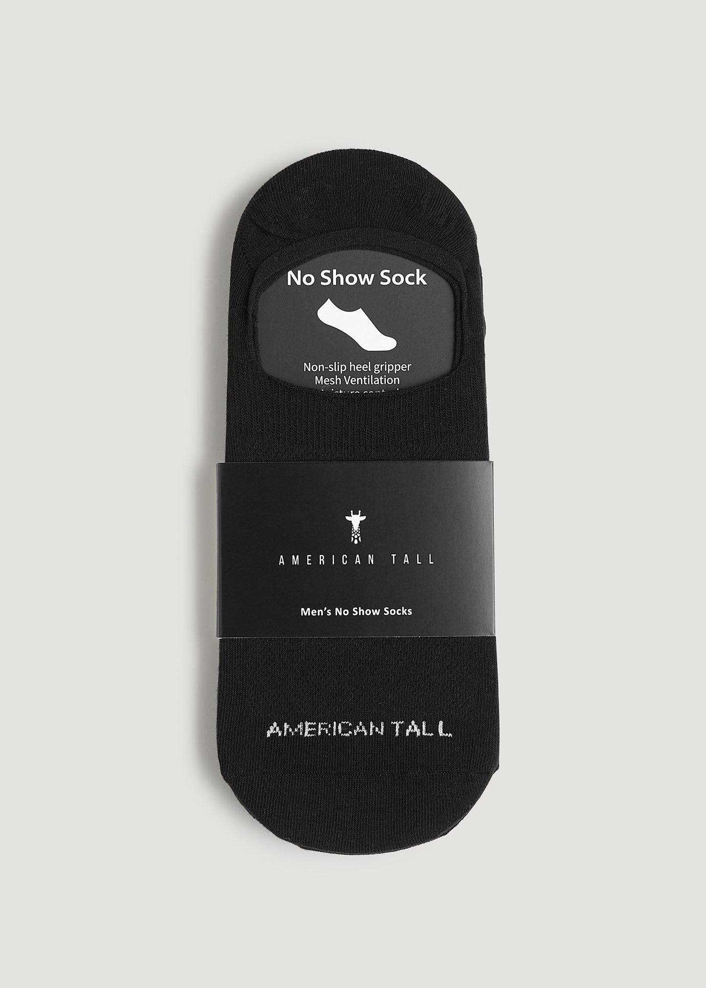 American Tall Men No Show Socks for Tall Men 3-Pack in Black