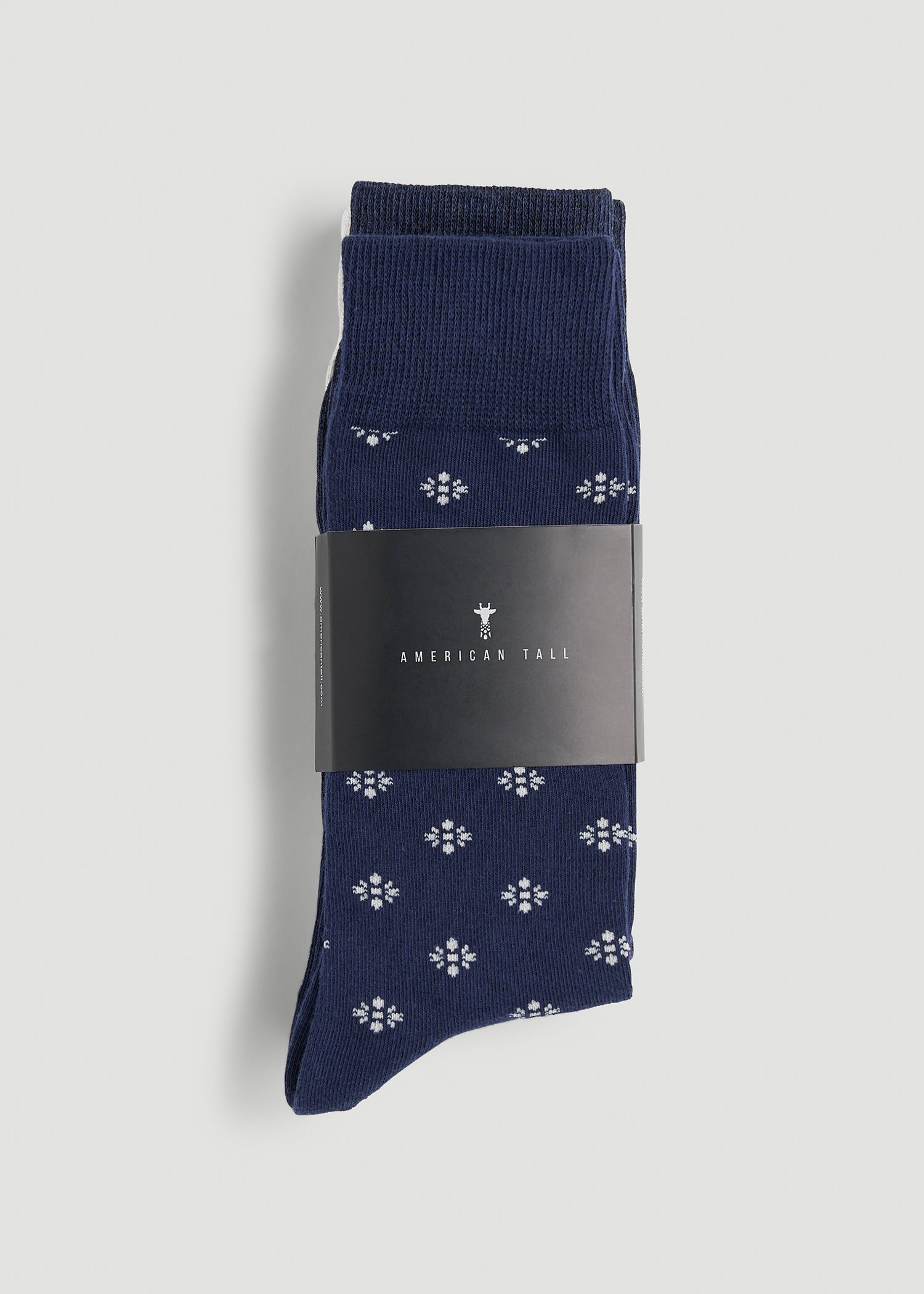 American Tall Men Dress Socks Size 14 to 17 (3-Pack) for Tall Men in Navy/White Sand