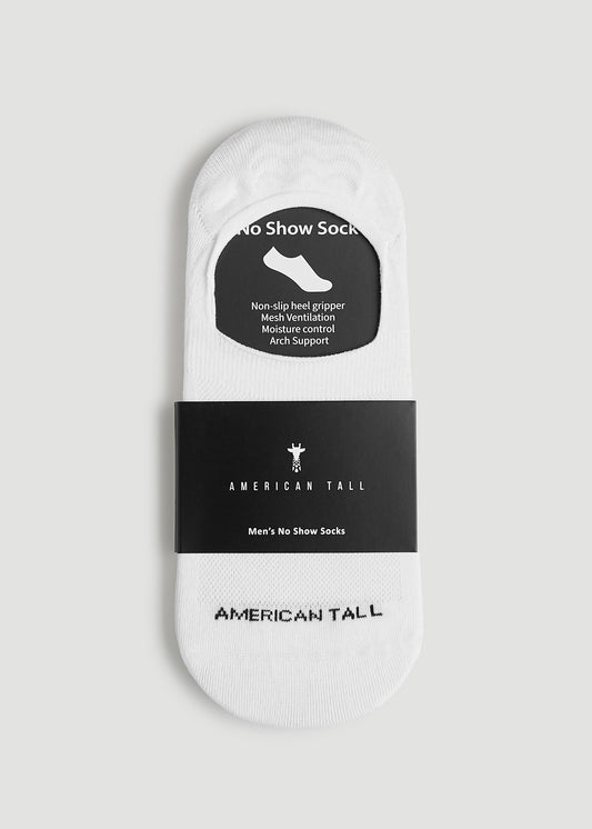 American Tall Men No Show Socks for Tall Men 3-Pack in White