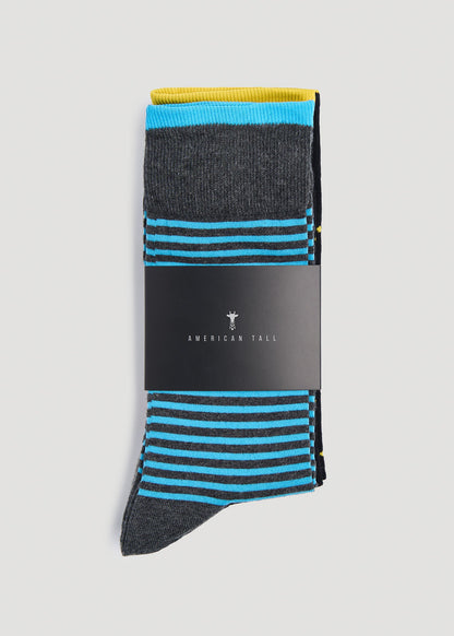American Tall Men Dress Socks Size 14 to 17 (3-Pack) for Tall Men in Pack A