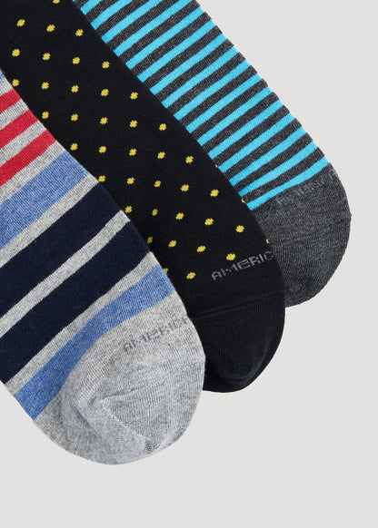 American Tall Men Dress Socks Size 14 to 17 (3-Pack) for Tall Men in Pack A