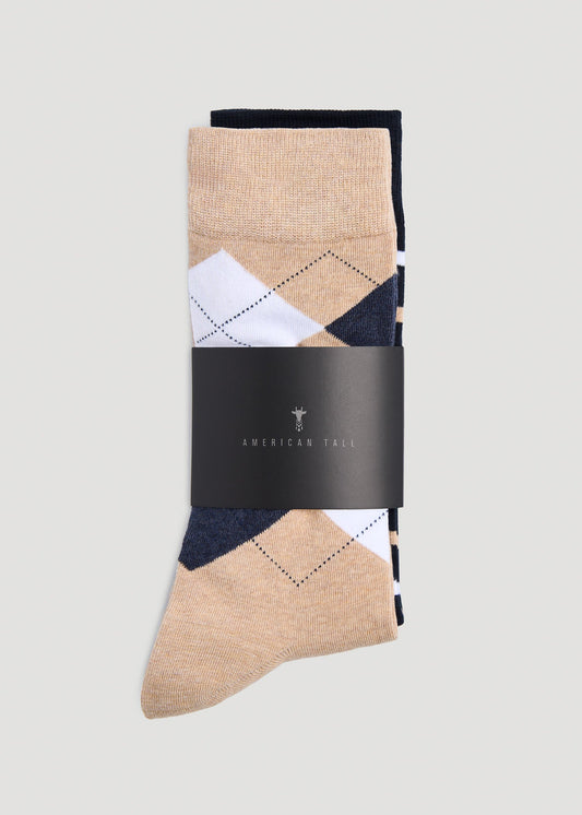 American Tall Men Dress Socks Size 14 to 17 (3-Pack) for Tall Men in Pack E