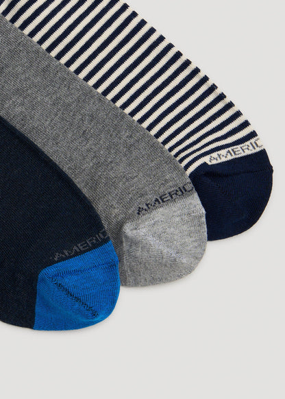 American Tall Men Dress Socks Size 14 to 17 (3-Pack) for Tall Men in Pack F