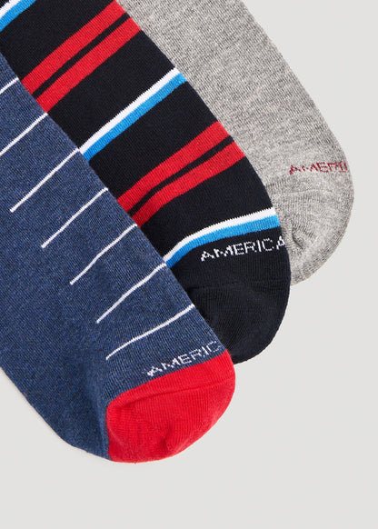 American Tall Men Dress Socks Size 14 to 17 (3-Pack) for Tall Men in Pack D