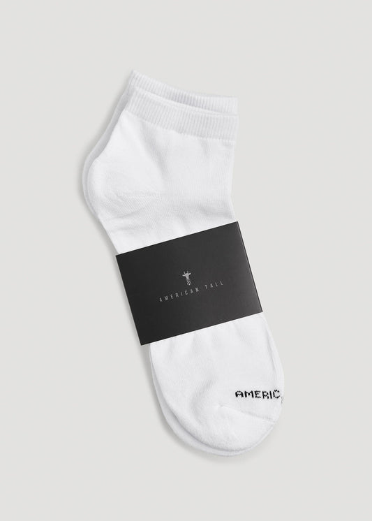 American Tall Men Athletic Low Ankle Socks (X-Large Size: 13-15) for Tall Men in White
