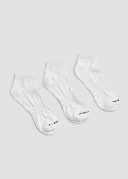 American Tall Men Athletic Low Ankle Socks (X-Large Size: 13-15) for Tall Men in White