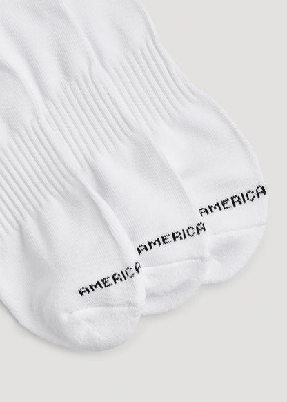 American Tall Men Athletic Low Ankle Socks (X-Large Size: 13-15) for Tall Men in White