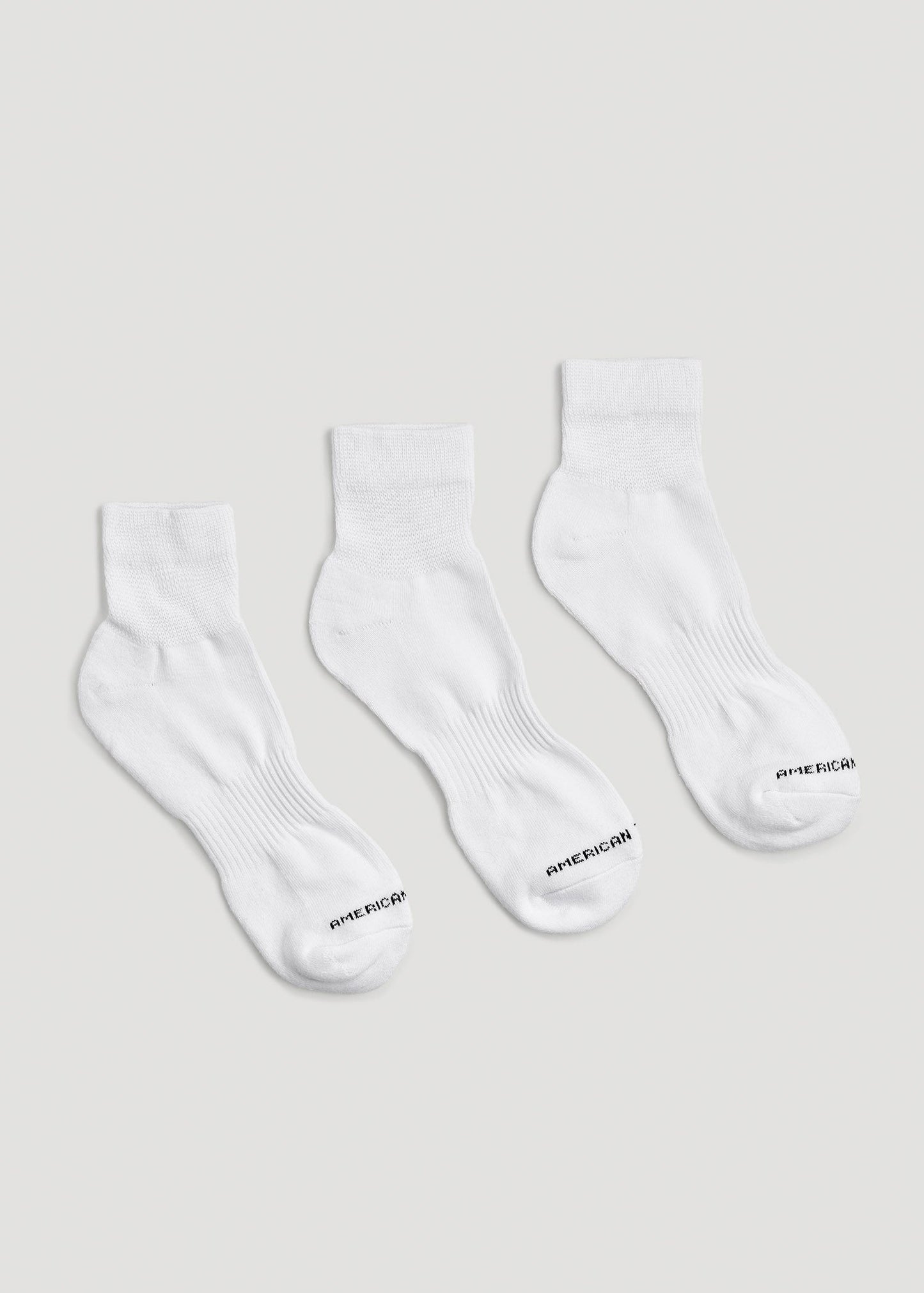 American Tall Men Athletic Mid Ankle Socks (X-Large Size: 14-17) for Tall Men in White