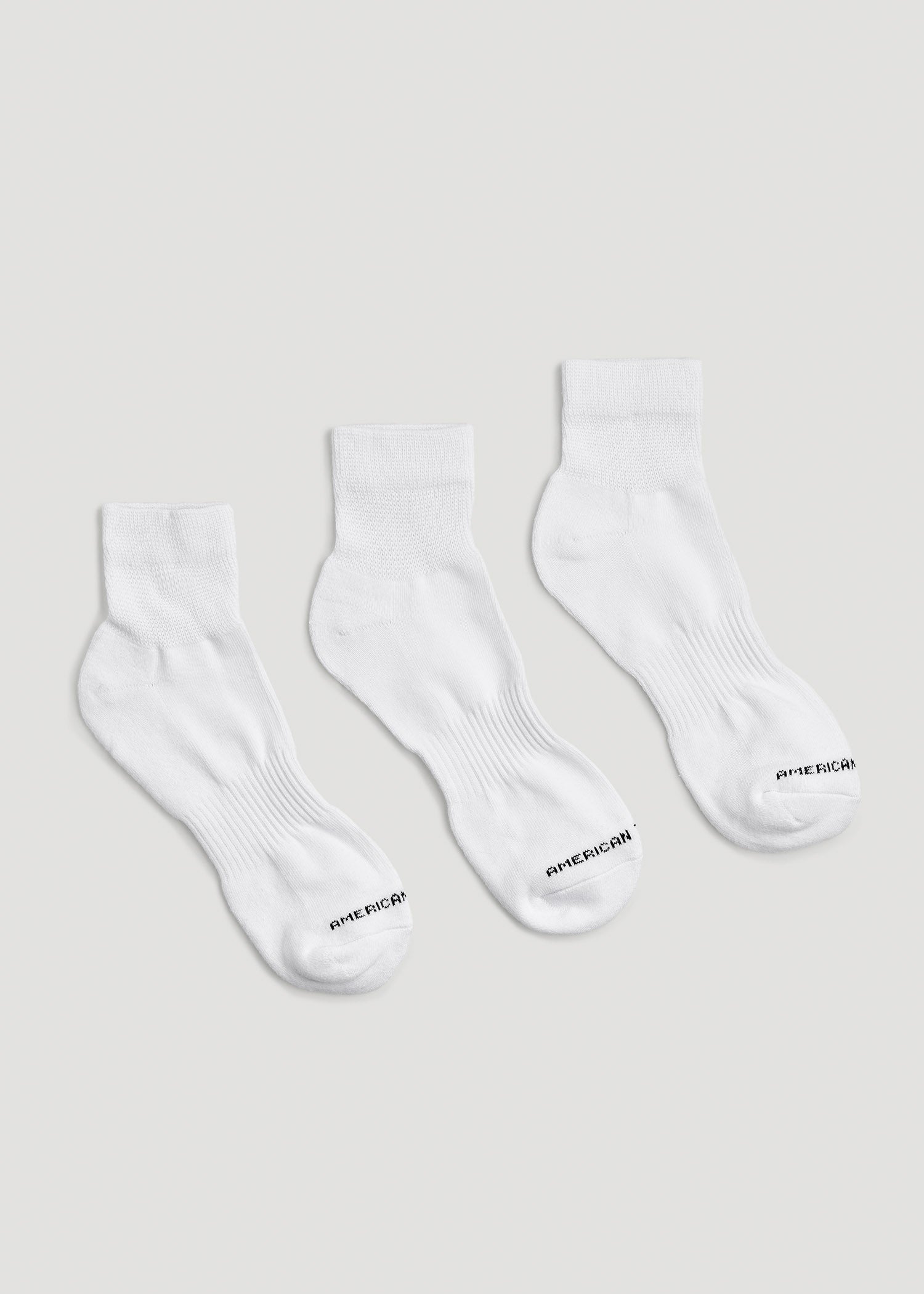 American Tall Men Athletic Mid Ankle Socks (X-Large Size: 14-17) for Tall Men in White