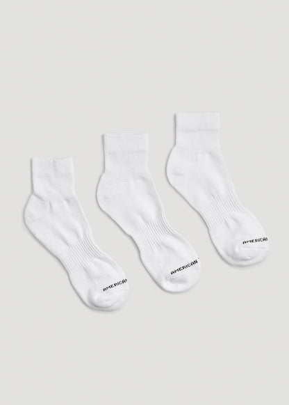American Tall Men Athletic Mid Ankle Socks (X-Large Size: 14-17) for Tall Men in White