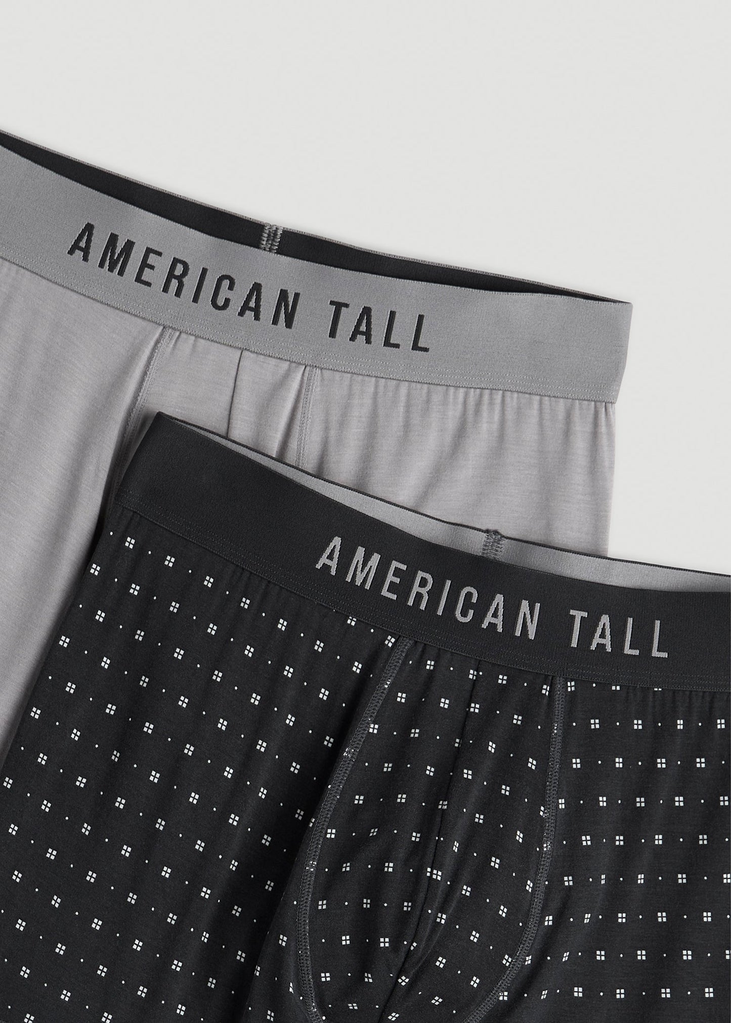 American Tall Men Micro Modal Boxer Briefs for Tall Men in Dark Grey Geo & Pebble Grey