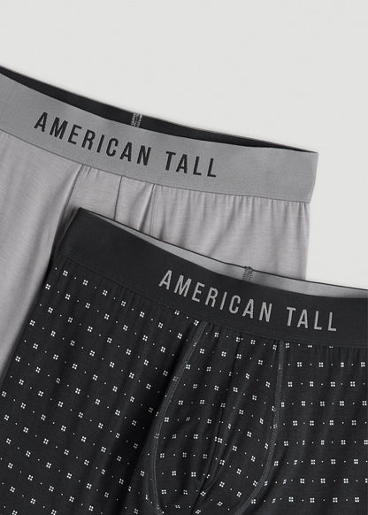 American Tall Men Micro Modal Boxer Briefs for Tall Men in Dark Grey Geo & Pebble Grey