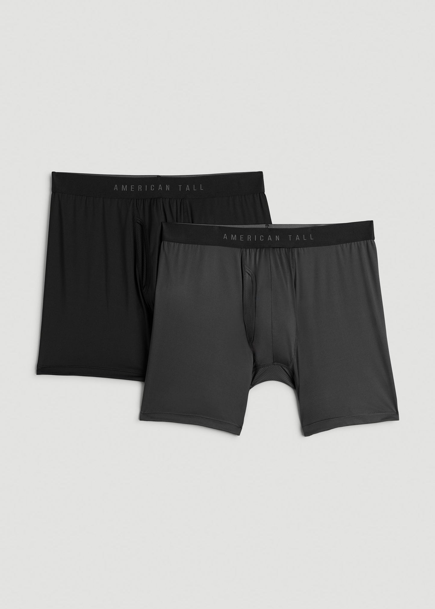 American Tall Men 2-Pack A.T. Performance Boxer Briefs for Tall Men in Black & Charcoal Rinse