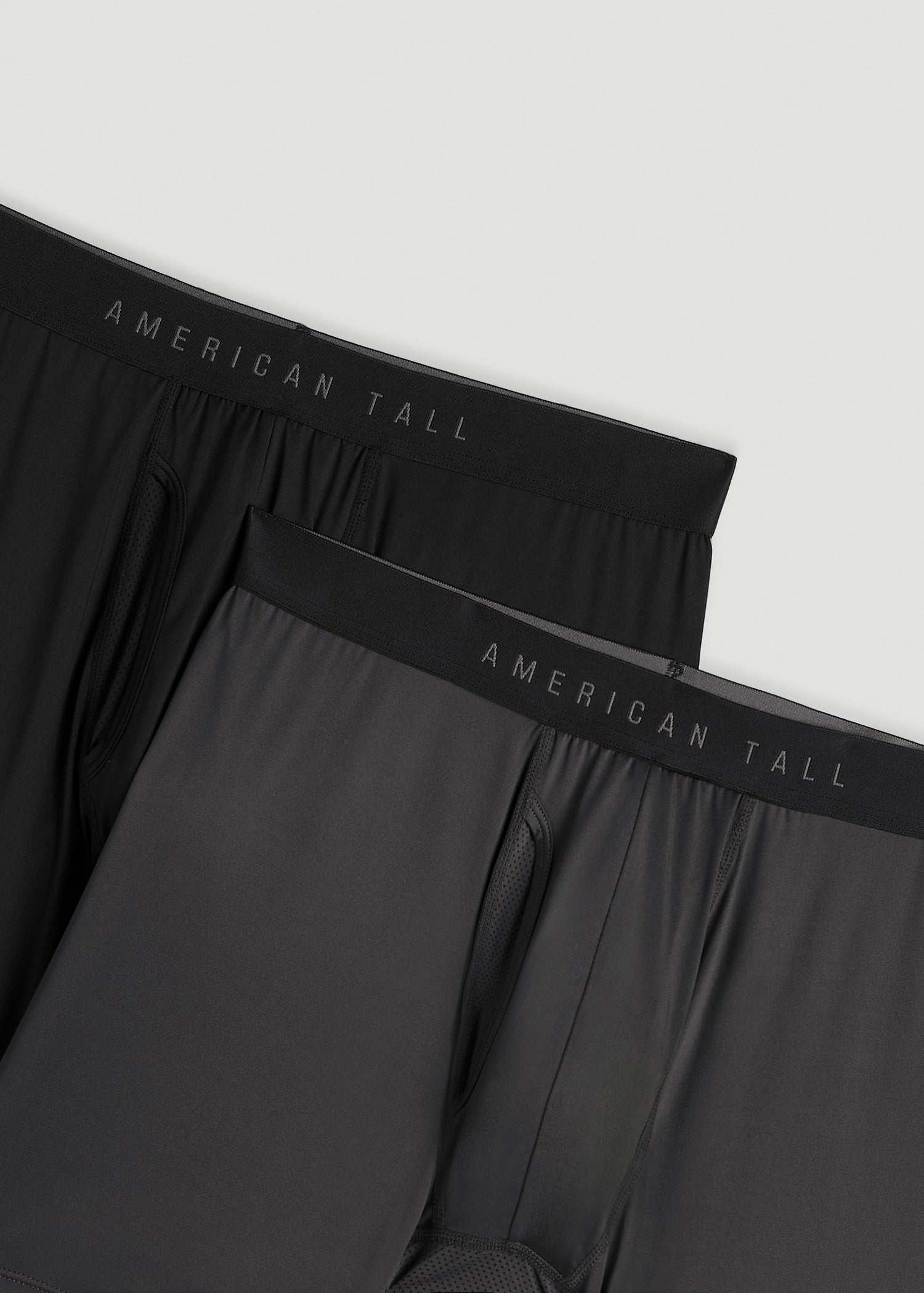American Tall Men 2-Pack A.T. Performance Boxer Briefs for Tall Men in Black & Charcoal Rinse