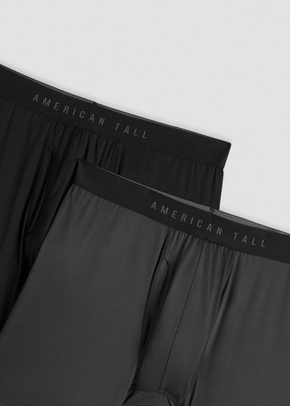 American Tall Men 2-Pack A.T. Performance Boxer Briefs for Tall Men in Black & Charcoal Rinse