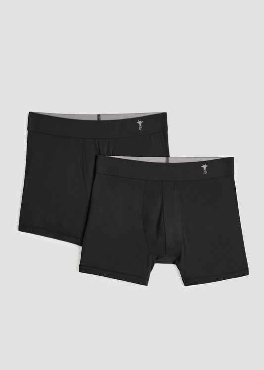 American Tall Men Micro Modal Boxer Briefs for Tall Men in Black