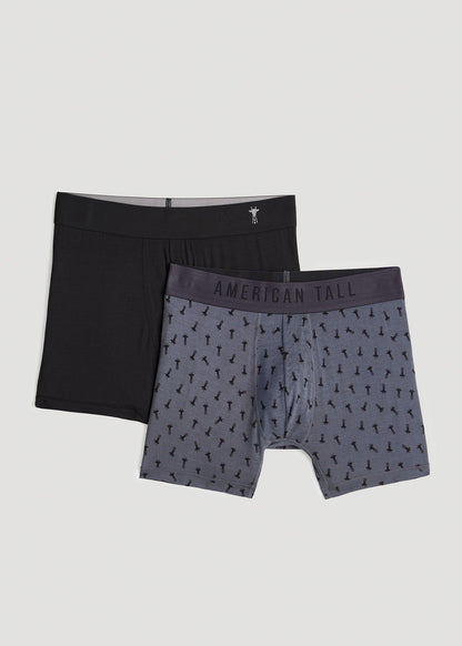 American Tall Men Micro Modal Boxer Briefs for Tall Men in Giraffe Print & Black