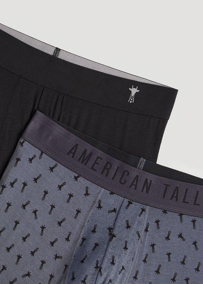 American Tall Men Micro Modal Boxer Briefs for Tall Men in Giraffe Print & Black