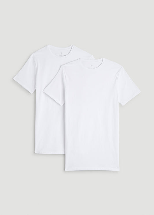 American Tall Men 2-pack Classic Crewneck Undershirt for Tall Men in Optic White