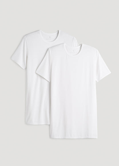 American Tall Men 2-Pack Luxe Modal Crewneck Undershirts for Tall Men in White