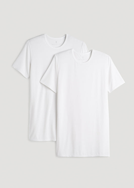 American Tall Men 2-Pack Luxe Modal Crewneck Undershirts for Tall Men in White
