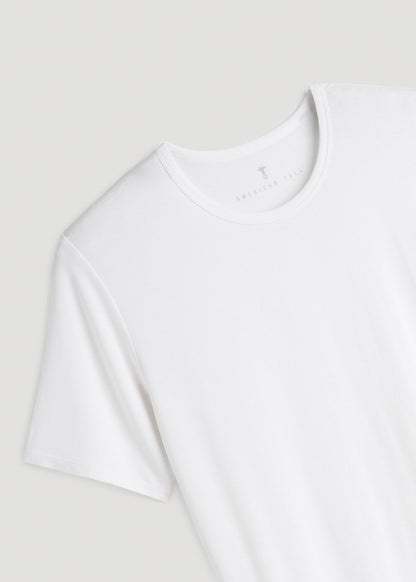 American Tall Men 2-Pack Luxe Modal Crewneck Undershirts for Tall Men in White
