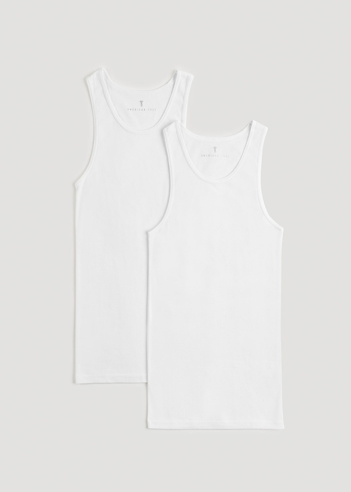 American Tall Men Ribbed Undershirt Tank Top for Tall Men in Bright White