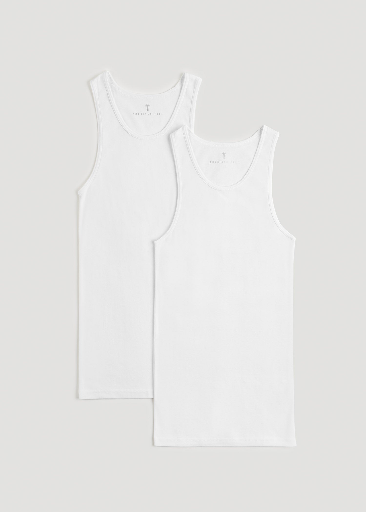 American Tall Men Ribbed Undershirt Tank Top for Tall Men in Bright White