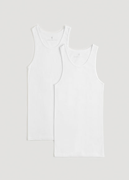 American Tall Men Ribbed Undershirt Tank Top for Tall Men in Bright White