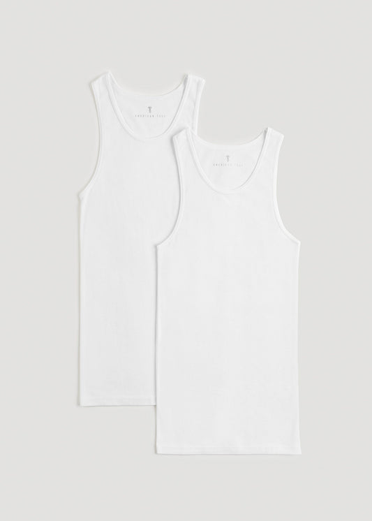 American Tall Men Ribbed Undershirt Tank Top for Tall Men in Bright White