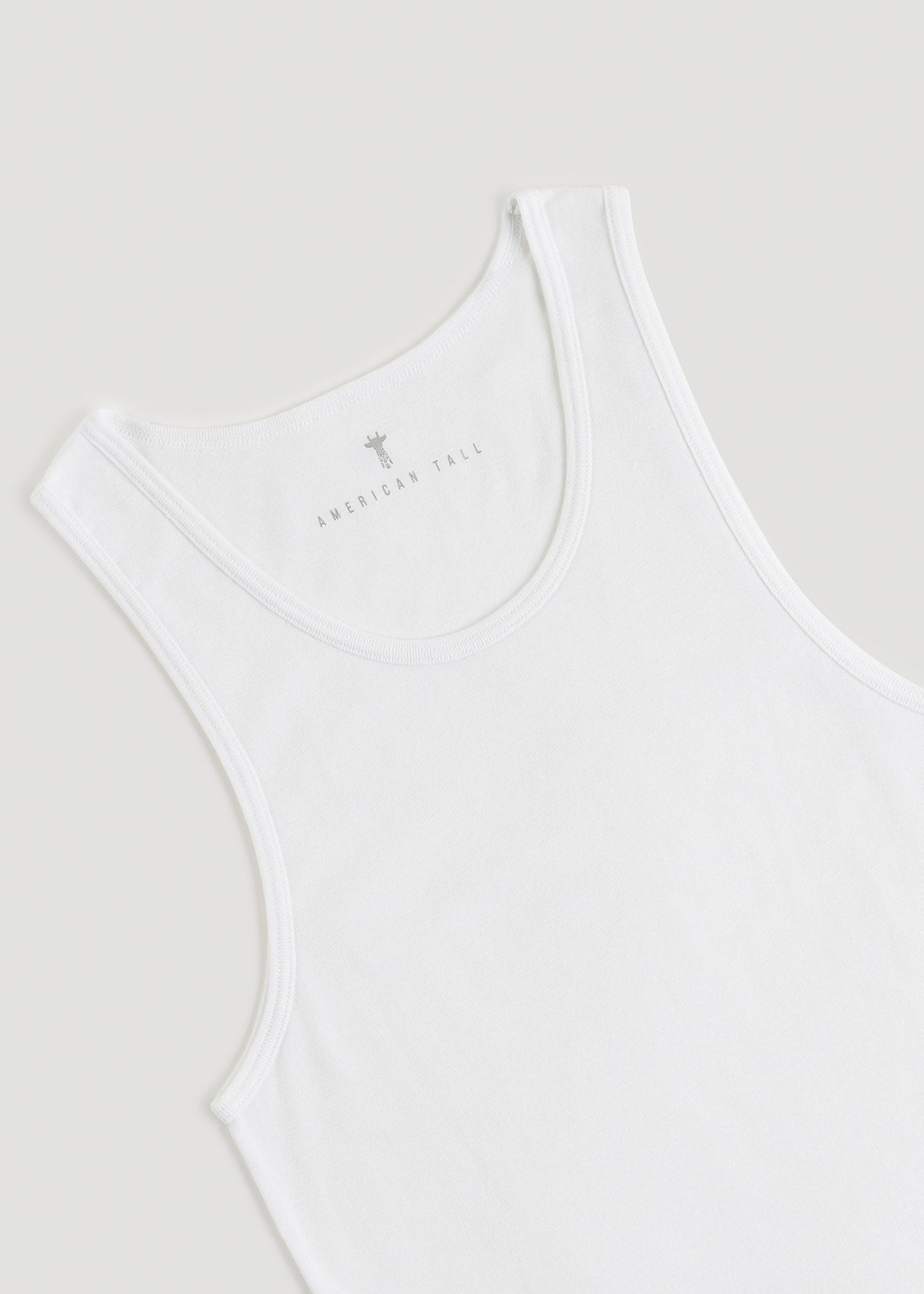 American Tall Men Ribbed Undershirt Tank Top for Tall Men in Bright White