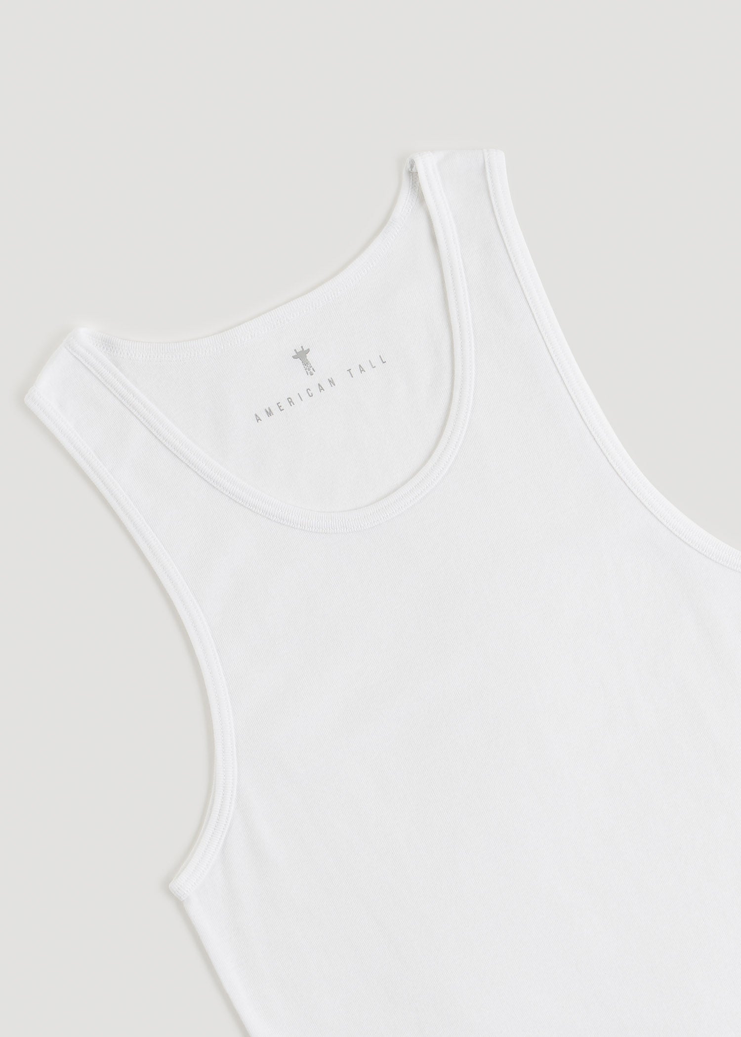 American Tall Men Ribbed Undershirt Tank Top for Tall Men in Bright White