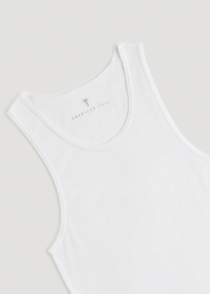 American Tall Men Ribbed Undershirt Tank Top for Tall Men in Bright White