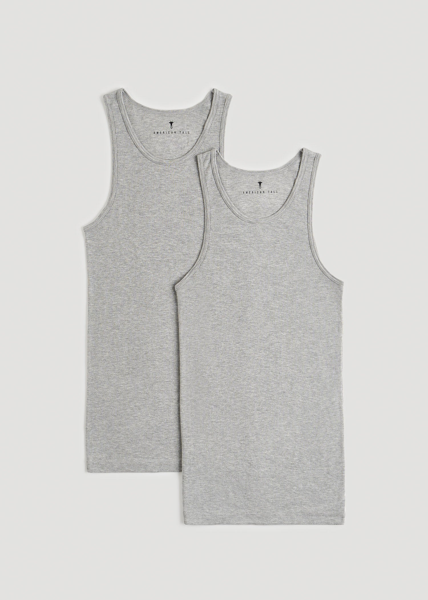 American Tall Men Ribbed Undershirt Tank Top for Tall Men in Grey Mix