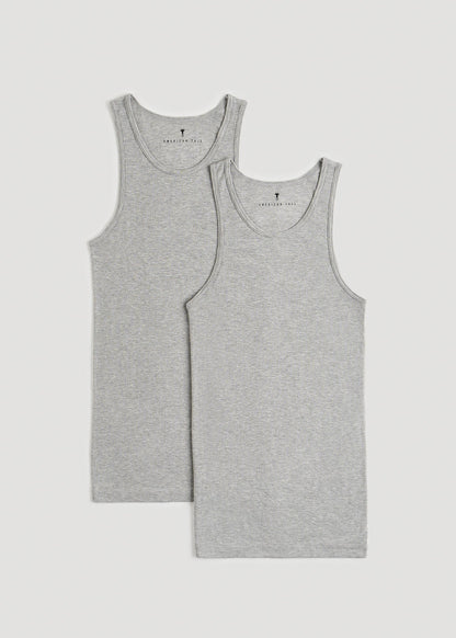 American Tall Men Ribbed Undershirt Tank Top for Tall Men in Grey Mix