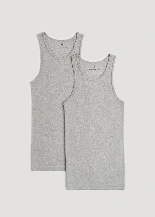 American Tall Men Ribbed Undershirt Tank Top for Tall Men in Grey Mix