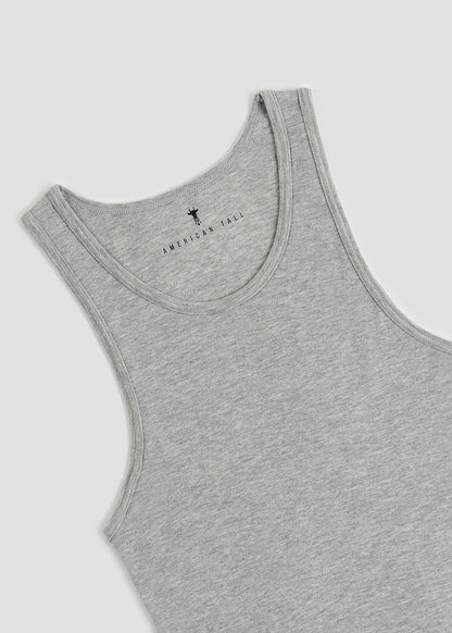 American Tall Men Ribbed Undershirt Tank Top for Tall Men in Grey Mix